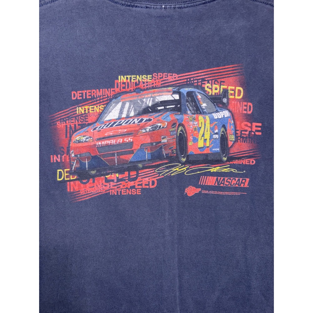 Jeff Gordon NASCAR vintage 90s Winners Circle 24 T-Shirt Navy Blue DuPont size L - Picture 7 of 8